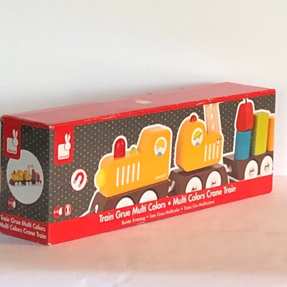 Janod Multi Color Crane Train with Safety Magnetic Blocks 2 Games in 1 Age 2+ - Picture 7 of 11